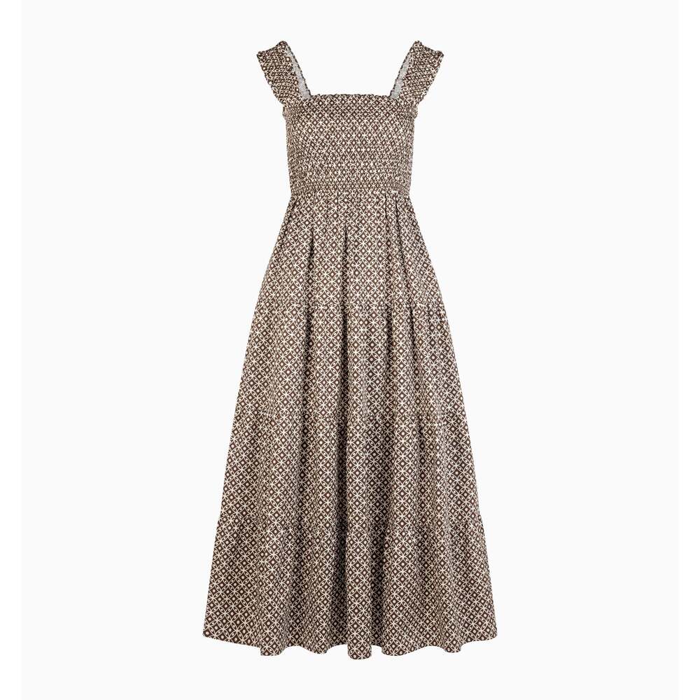 Hill House Home The Kimmy Nap Dress - Chocolate Circular Lattice Size LChocolate